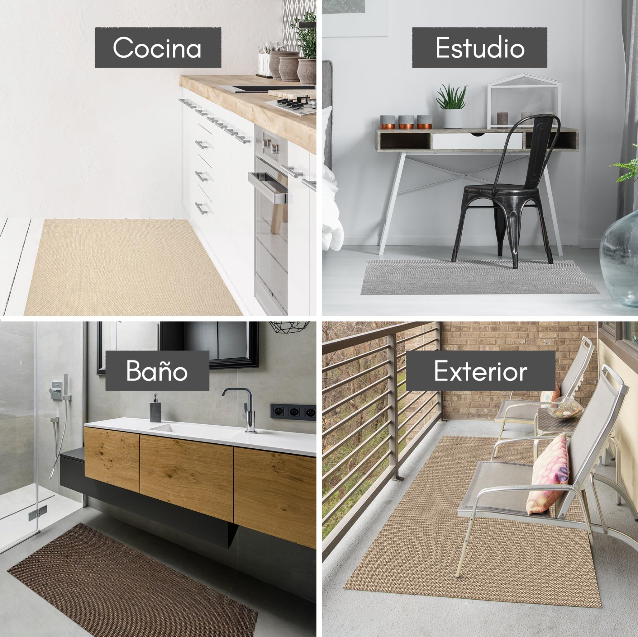 STORESDECO Alfombra vinílica de Tejido Trenzado Premium de Alta Gama. Lavable Antideslizante y extraplana. Materiales Resistentes de máxima Calidad Color Beige 80 x 150 cm
