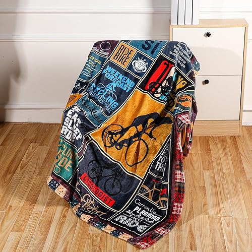 Miniatura 4 de Manta suave de ciclismo para sofá cama, acogedora manta de franela de forro polar para niños y adultos, regalos de ciclismo para hombres y mujeres,