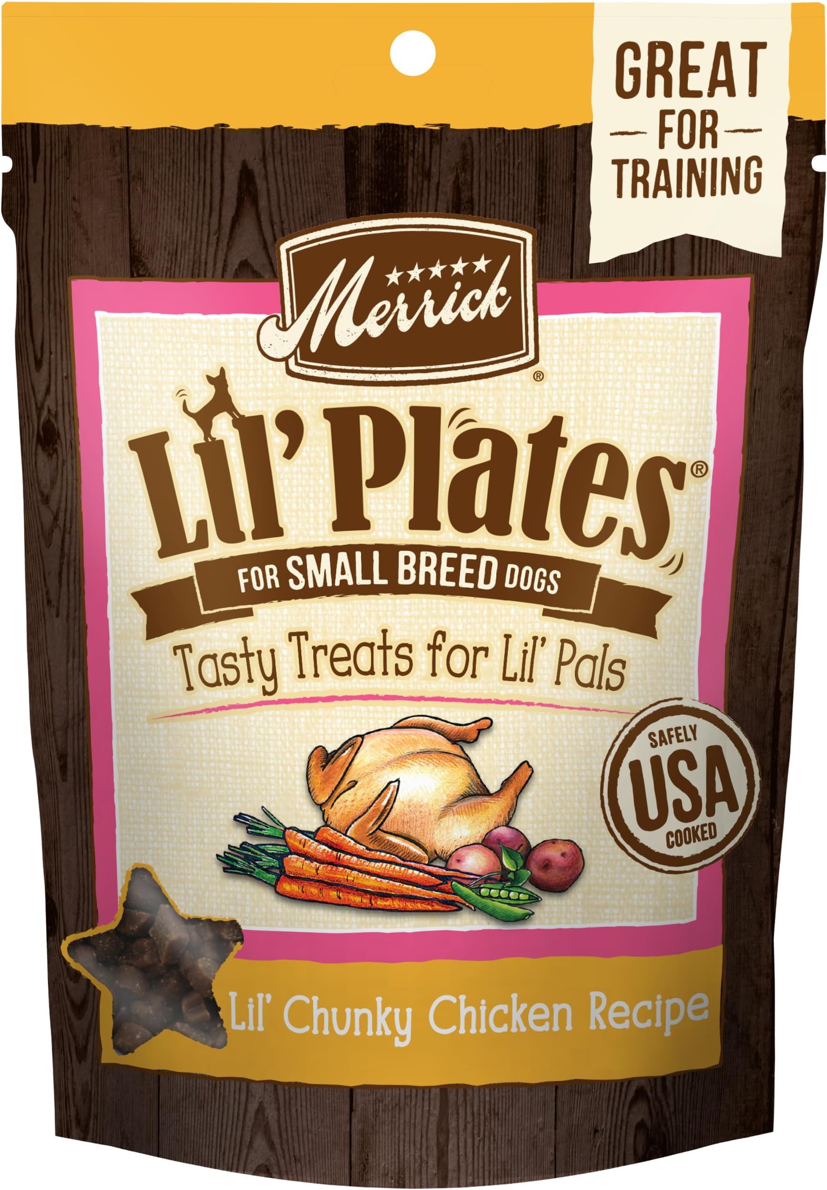 Lil’ Plates Grain Free Small Dog Treats, Natural Training Treats For Small Dogs, Lil’ Chunky Chicken - 5 oz. Pouch