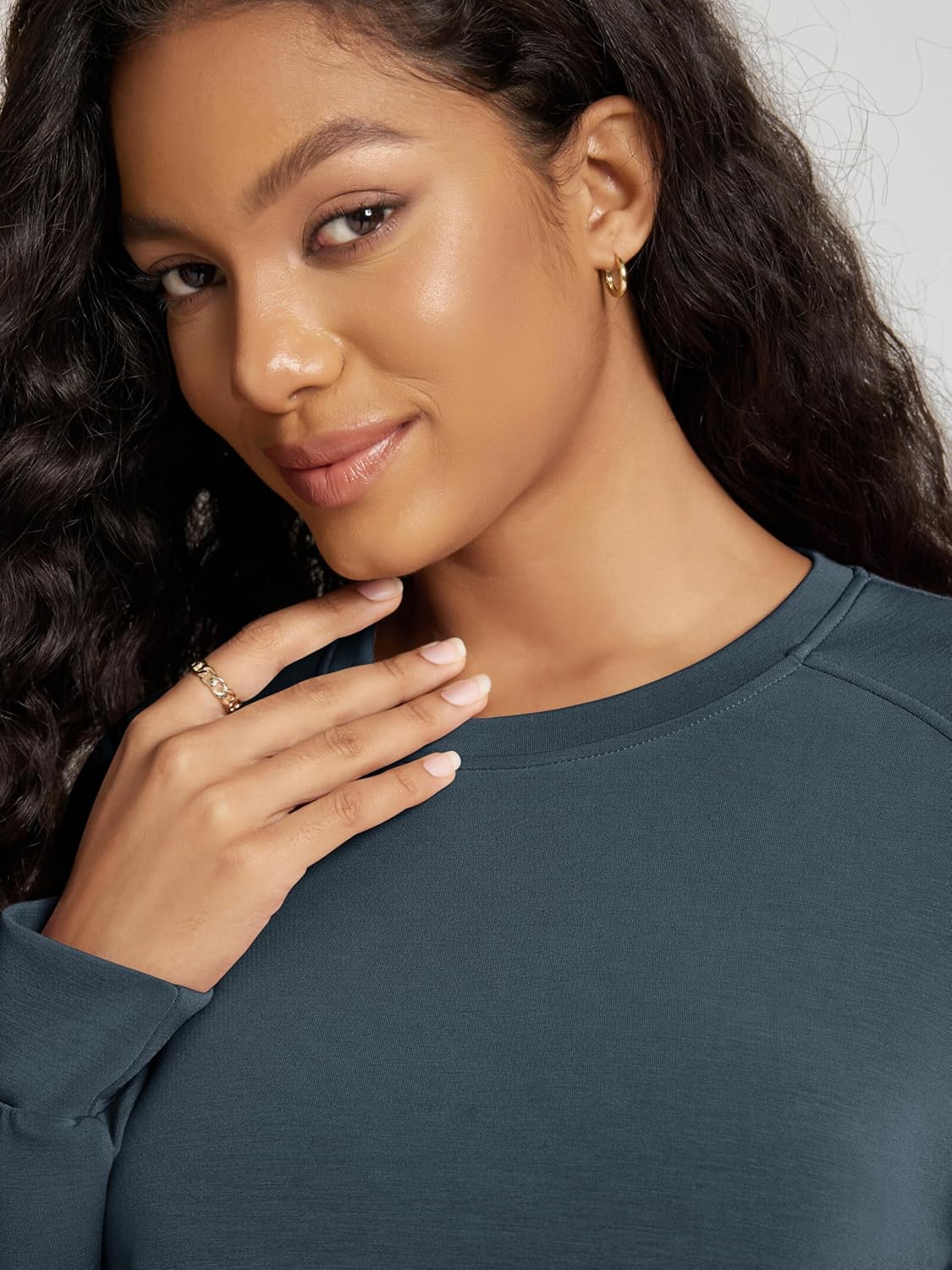 ODODOS Modal Soft Raglan Long Sleeves Sweatshirts for Women Oversized Crew Neck Pullover Tops - Image 5