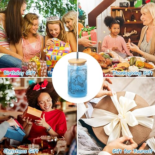 Miniatura 8 de Nefelibata Juego de regalo de acuario, vaso de cerveza con tapa, popote de metal y cepillo de limpieza, regalos de cumpleaños del zodiaco acuario