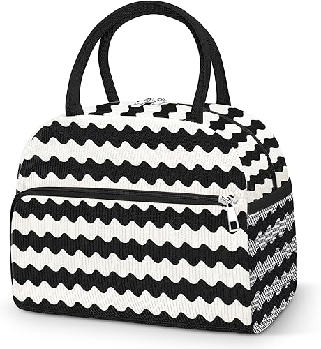 Miniatura 41 de Coobiiya Bolsa de almuerzo para mujeres y hombres, lindas bolsas de almuerzo de corduroy con aislamiento térmico reutilizables, bolsa de almuerzo de