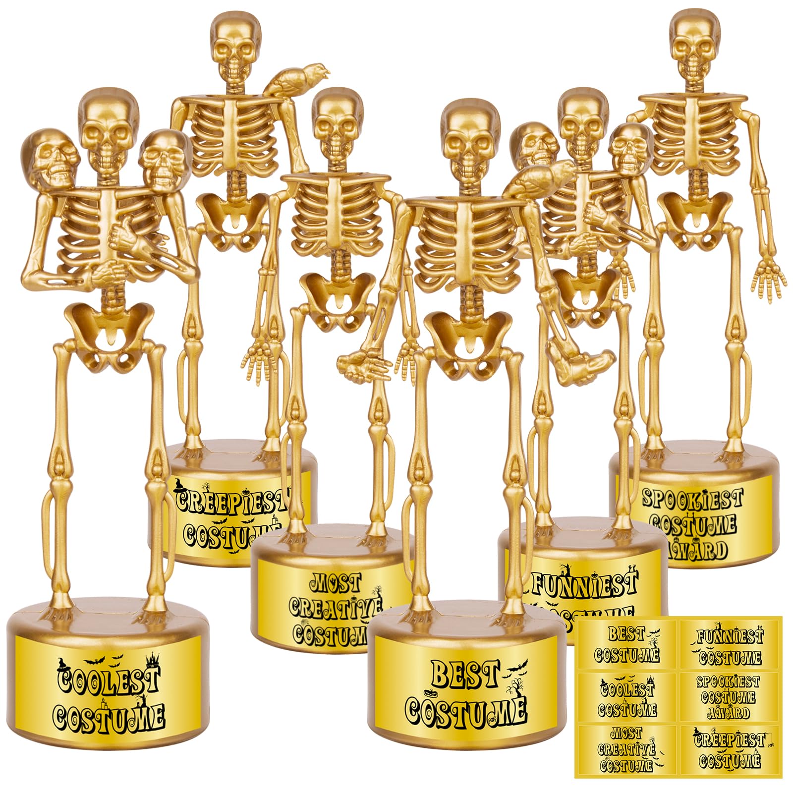 Halloween Skeleton Trophies for Kids Adults, 6 Pack