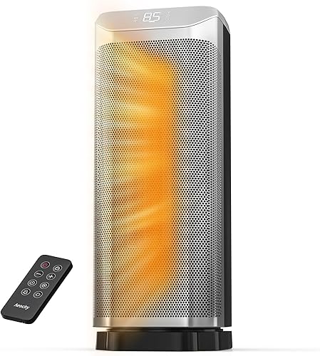 Newly Upgraded AEOCKY Space Heaters for Indoor Use, 1500W Metal Electric Space Heater with AI Thermostat, Tower Heater with ECO Mode, Oscillating, Remote, Timer for Office, Home, Bedroom