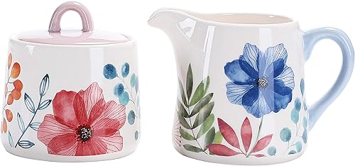 Bico Flower Carnival - Juego de azúcar y crema de cerámica, apto para lavavajillas