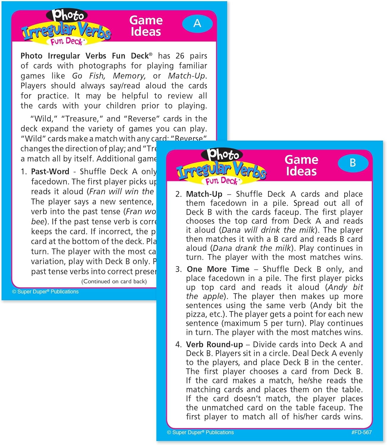 Super Duper Publications | Photo Irregular Verbs Fun Deck | Grammar Educational Resource
