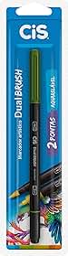 CIS Dual Brush Marcador Artístico Aquarelável - Verde Oliva - Blister c/1 unidade