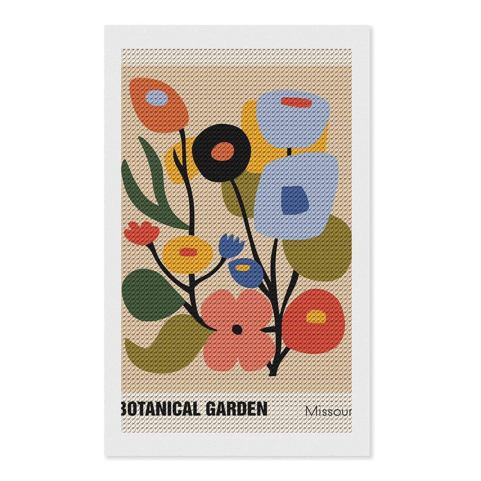Junmoney Botanical Garden Missouri Abstract Art Full Drill Diamond Painting Kit 12"x20", for Teens, Adhesive Canvas, Bedroom Decor, Holiday Gift Idea