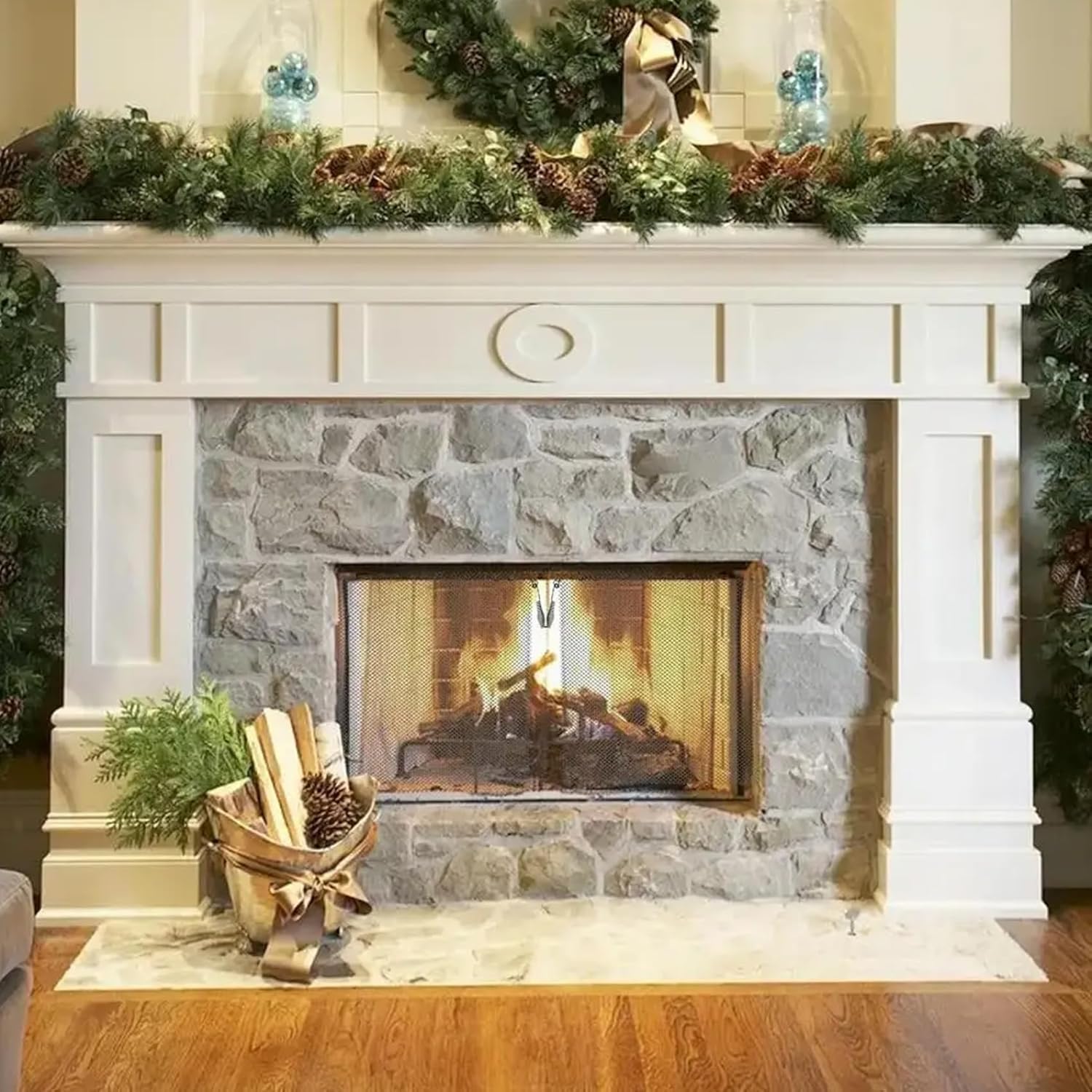 Fireplace Screen with Pulls 1 Pair Spark Guard Fireplace Mesh Screen Curtain Rust Heat Resistant Home Guard, 24x20in