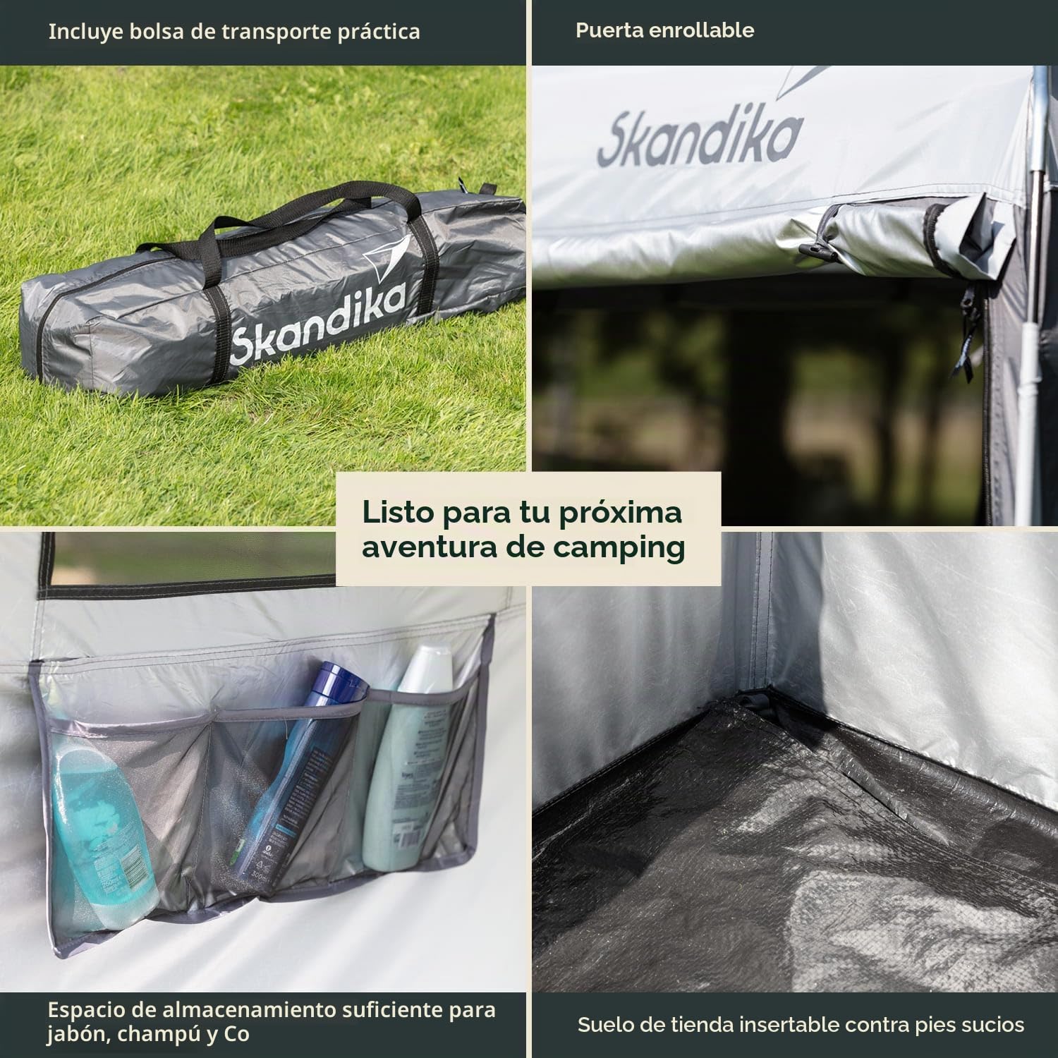 Skandika Tienda Ducha de Camping 230 cm Altura con Suelo Separado 3 Ventanas Protección