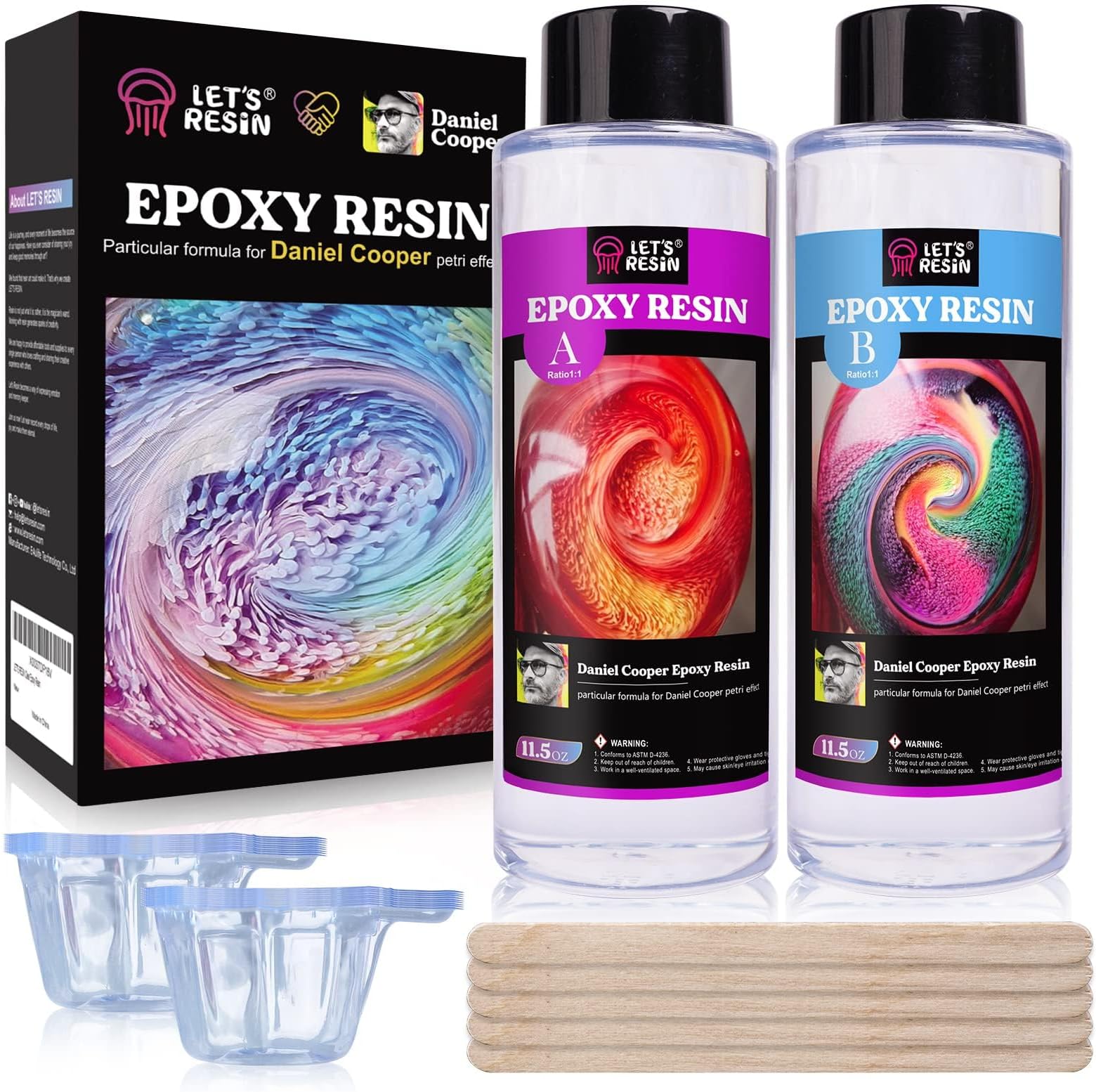 LET'S RESIN & Daniel Cooper Epoxy Resin Kit, 23oz Bubble Free Epoxy Resin, Crystal Clear Epoxy Resin for Jewelry,Art Resin,Tumblers,Casting