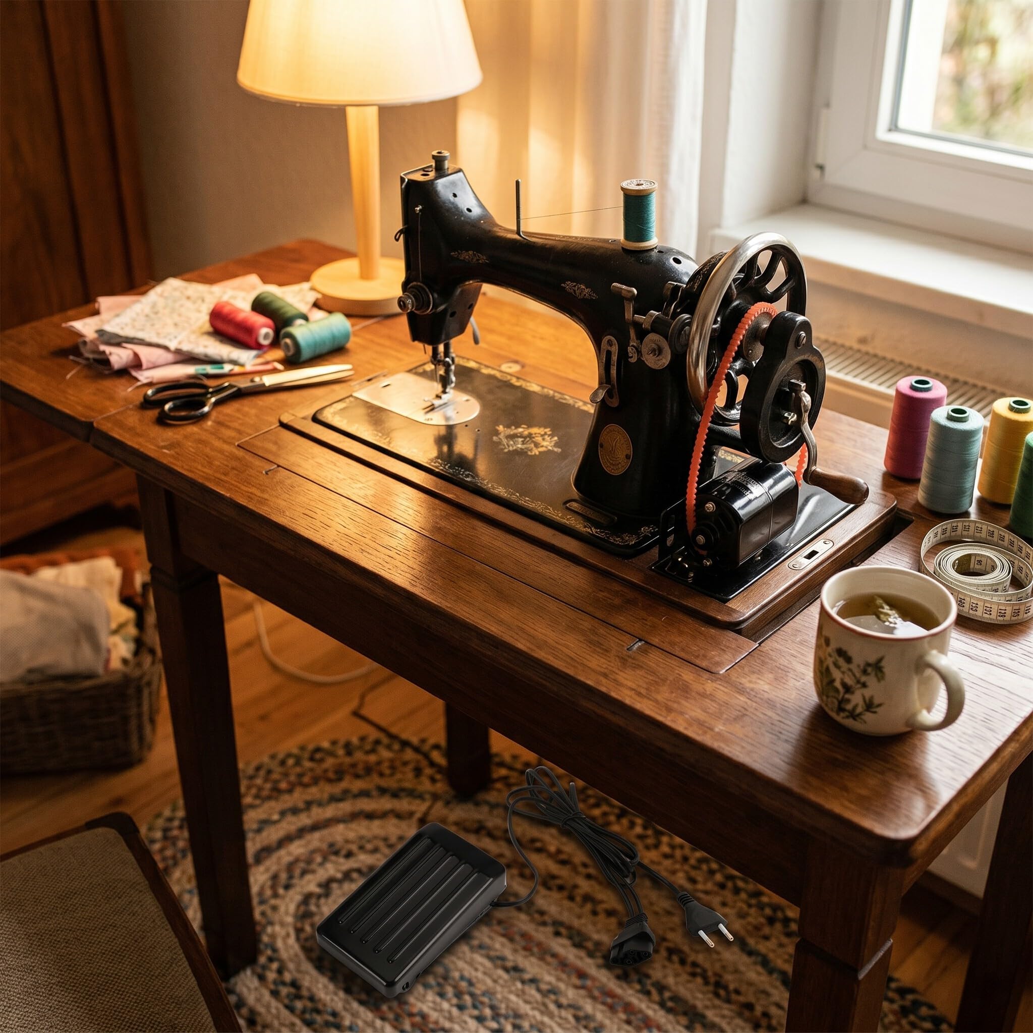 AYNEFY Nähmaschinemotor 180W 10000RPM Nähmaschine Motor Fußpedal Nähmaschinenmotor mit fußpedal Fußsteuerung Controller Vintage Nähmaschinen Ersatzteile für Zuhause, EU 220V, Schwarz