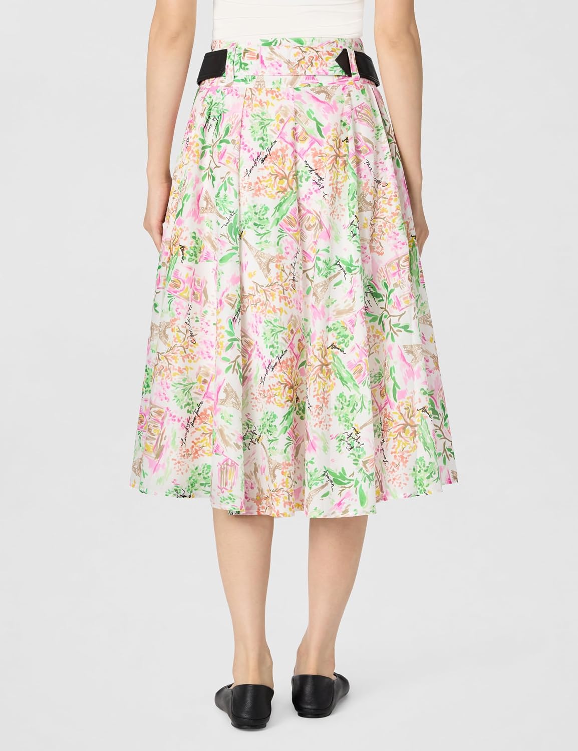 Karl Lagerfeld Paris Women's Printed Floral Belted Midi Skirt