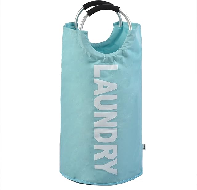 Laundry Bag Hamper - Washing Bin with Round Alloy Handles for Convenient Carrying - Collapsible