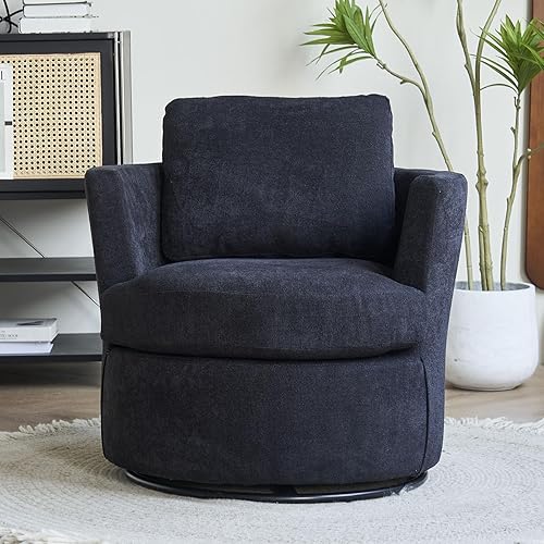 Silla giratoria decorativa, silla giratoria de barril de 360, cómodo sillón con respaldo para sala de estar, dormitorio, oficina, lectura, sofá