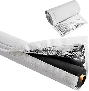 5 Layers HVAC Copper Pipe Insulation Cover, 72x10.2 Inch 600D Oxford AC Pipe Insulation Covers, Flexible White Gray Copper Line Insulation Sleeve for Central AC Mini Splits Mini Splits
