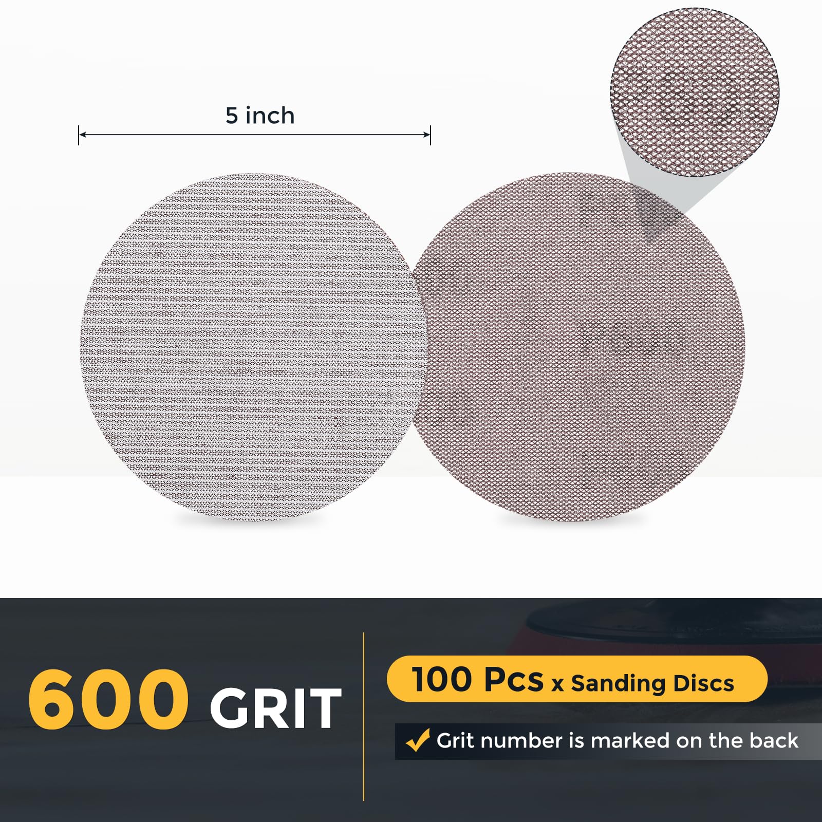 QUARKZMAN 100pcs 125mm Disque de Ponçage à Mailles 600 Grain pour Plâtre