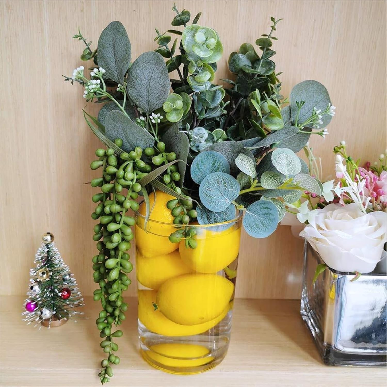 Plastic Fruits for Decoration 20 Pieces Fake Lemon Decorations, Artificial Fruit, Yellow, Decorative Lifelike Simulation Fruits