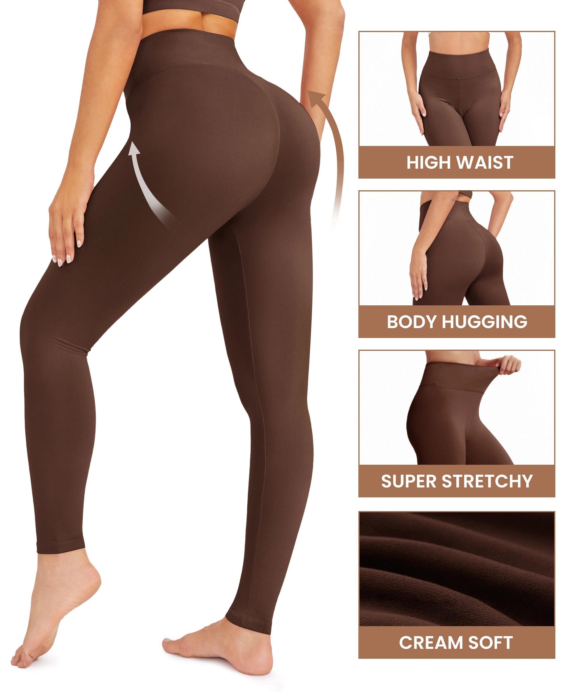 VALANDY Creamlush - Confezione da 3 leggings da donna a vita alta per il controllo della pancia, morbidi pantaloni da yoga (S-5XL)