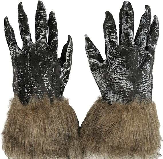 Halloween Werewolf Gloves, Hairy Furry Claws Costume Accessory, Scary Wolf Hand Gloves for Adults Unisex, Cosplay Party