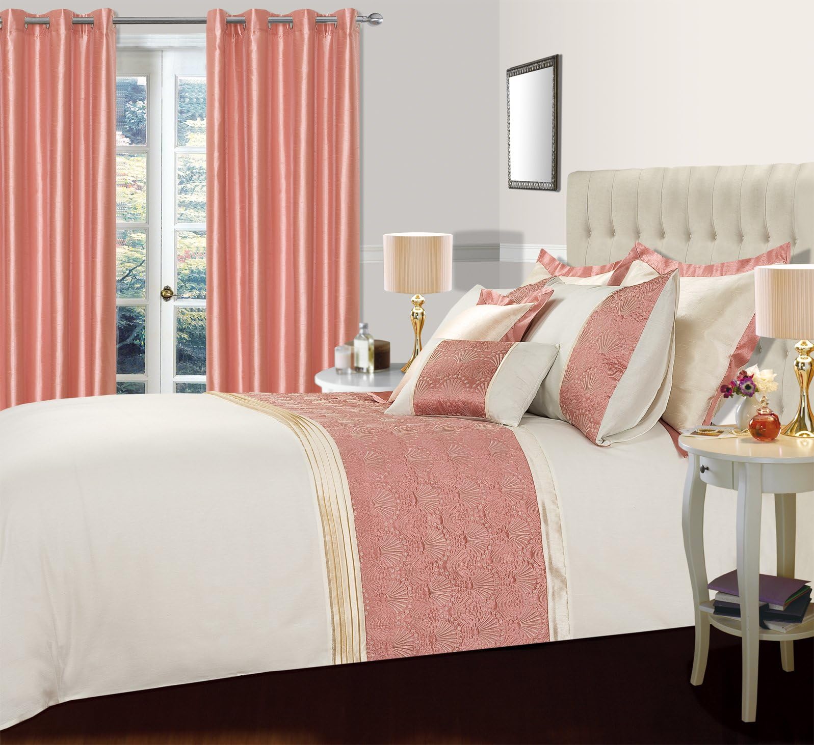 IntimatesHome Bedding Store Premium Super King Size Bed Luxury Modern Rose Gold Pink Bedding Set Duvet/Quilt Cover Set