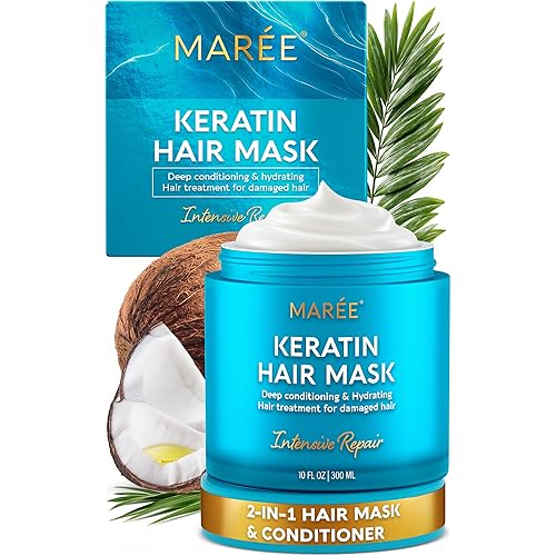 MAREE Deep Conditioning Hair Mask for Damaged Hair Treatment - Keratin Hair Care for Hydrating Growth Repair Moisturizing - Dry Curly Color Refreshing - Tratamiento Mascarilla Para el Cabello Seco