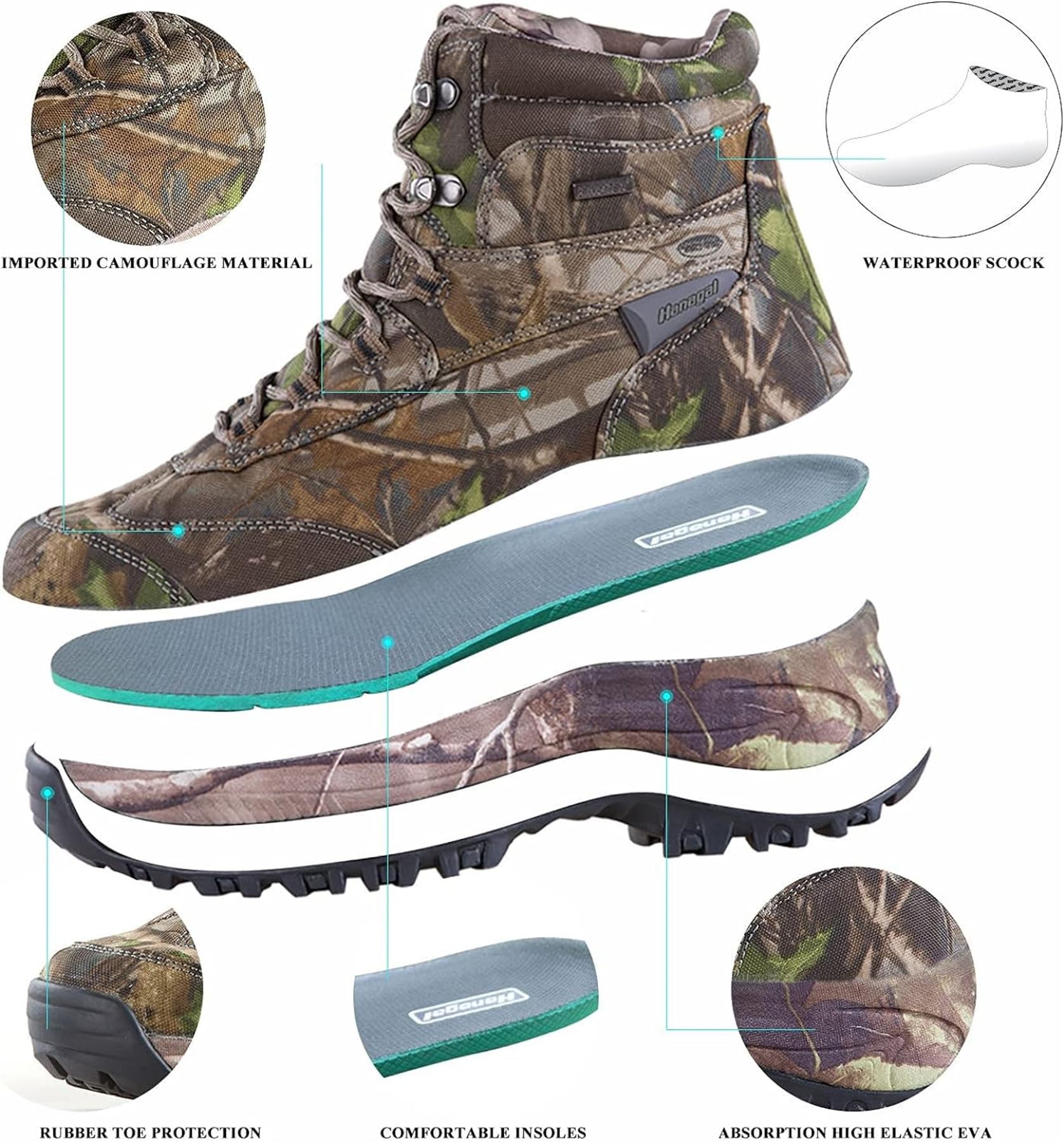 SANANG Scarponcini da Trekking Mimetici a Media Altezza da Uomo per Escursioni All'aperto, Scarpe da Trekking Leggere e Comode da Donna
