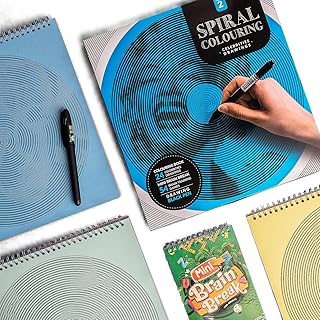 كتاب تلوين للكبار سبيرال كلرينج 2 مع هديتين كتيب ألعاب الذكاء والألغاز ميني برين بريك وقلم تظليل أسود