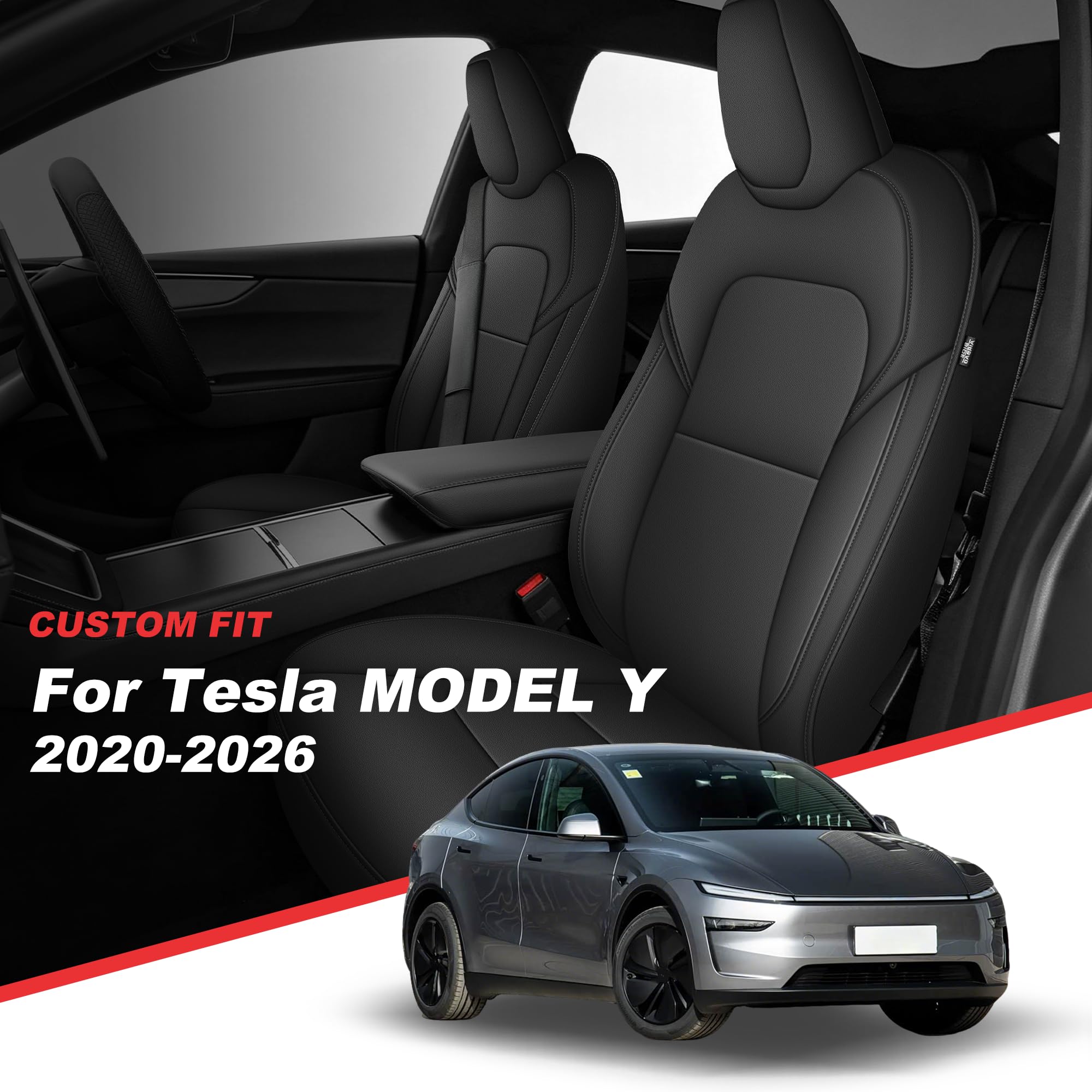 TTX LIGHTING Housses de siège avant sur mesure pour Tesla Model Y 2020-2026