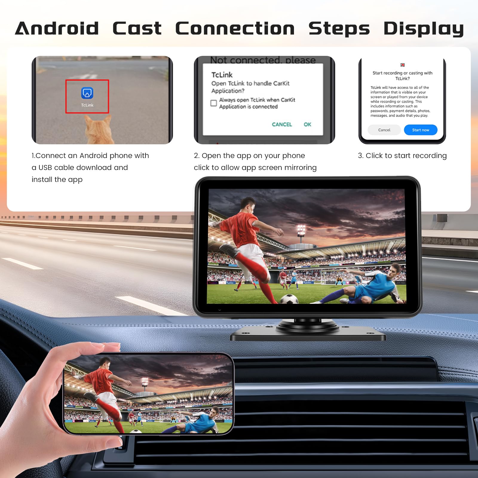 Roinvou Kit Caméra de Recul Numérique sans Fil avec Moniteur IPS 7 Pouces, Équipé de 2 Caméras 1080P/720P avec BSD, IP68, Vision Nocturne, pour Utilitaire, Voiture, Camping-Car, Remorque, 12V-24V