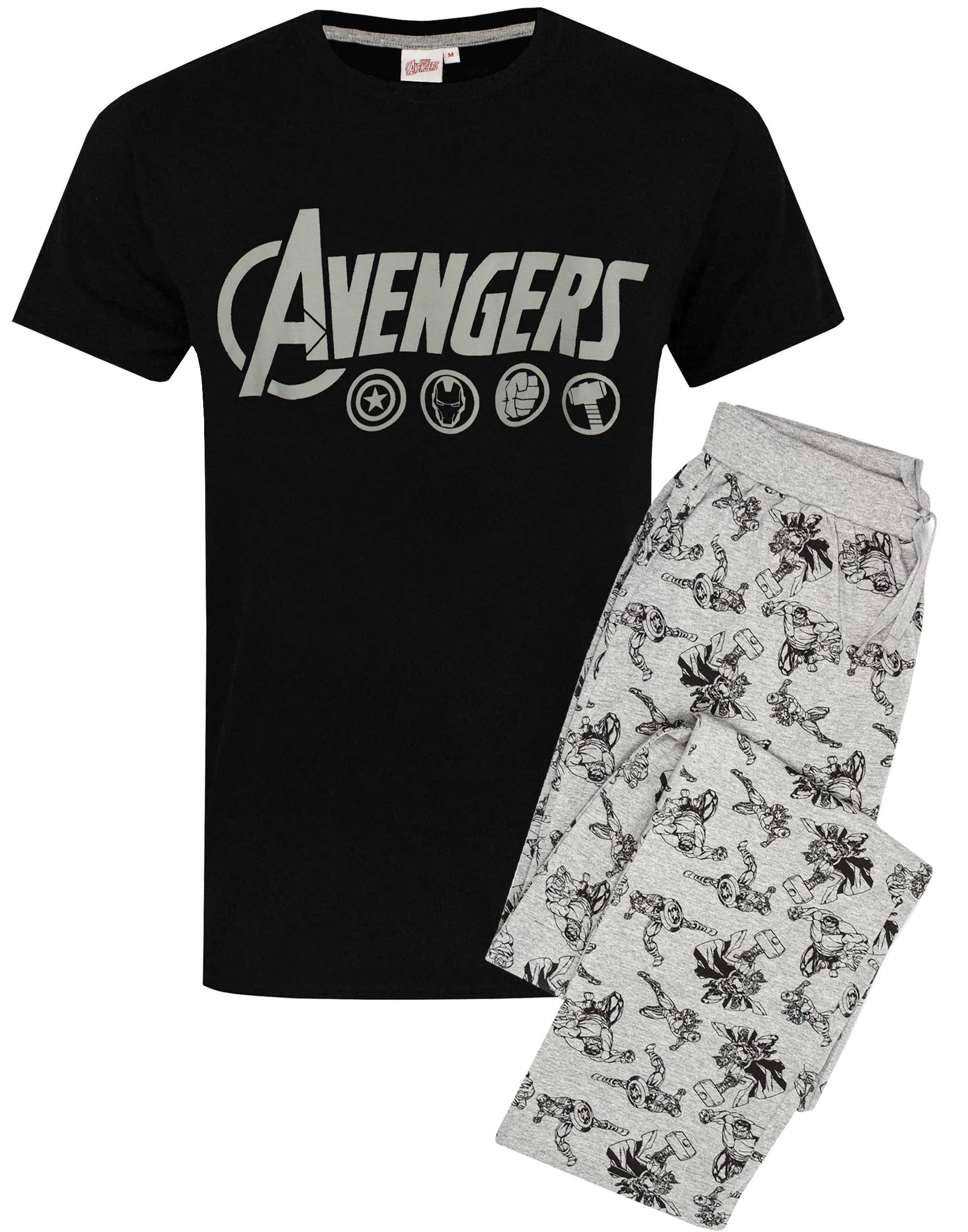 The Avengers Mens Pyjamas Logo Lounge Pants & T-Shirt Set