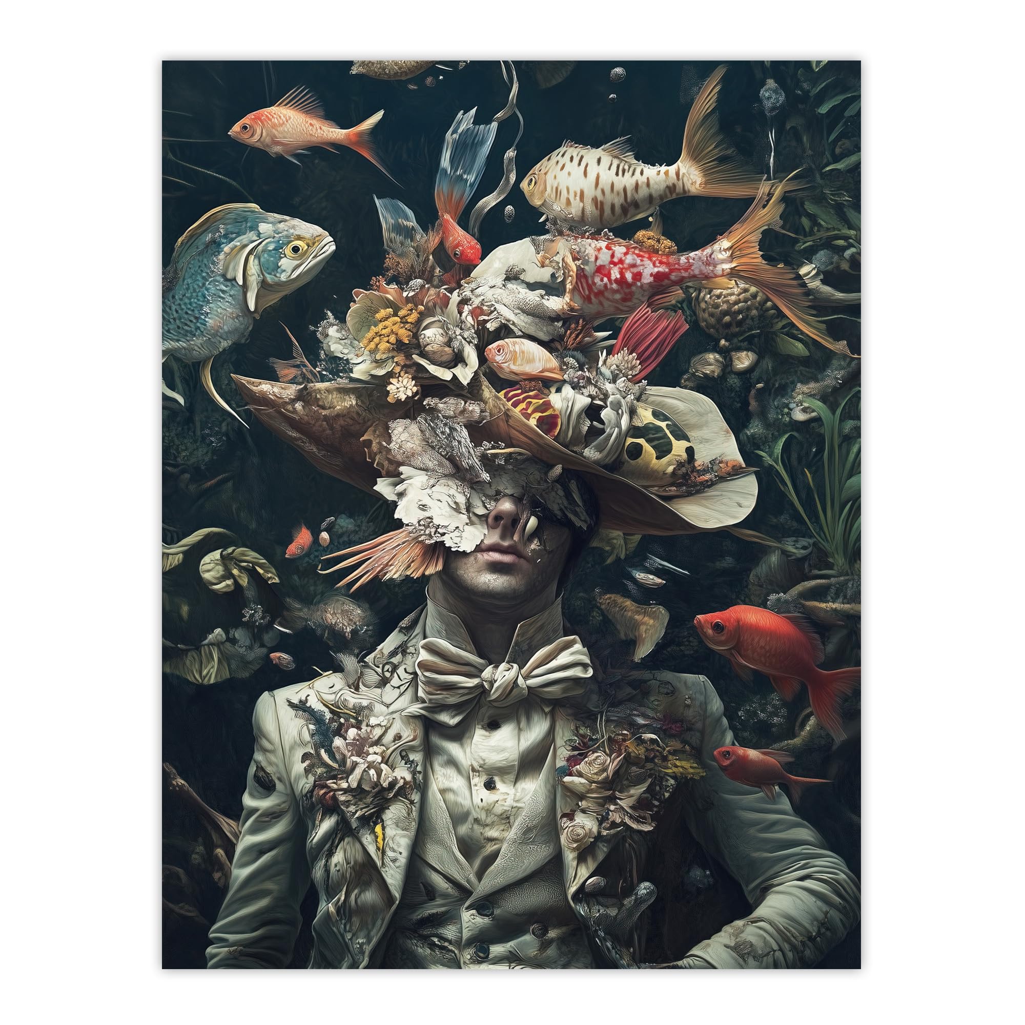 Artery8 Victorian Atlantean Surreal Underwater Portrait Living Room Large Wall Art Poster Print Thick Paper 18X24 Inch