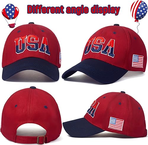 Miniatura 10 de Gorra de béisbol patriótica ajustable de algodón para papá, gorra de bandera estadounidense bordada de Estados Unidos para hombres y mujeres