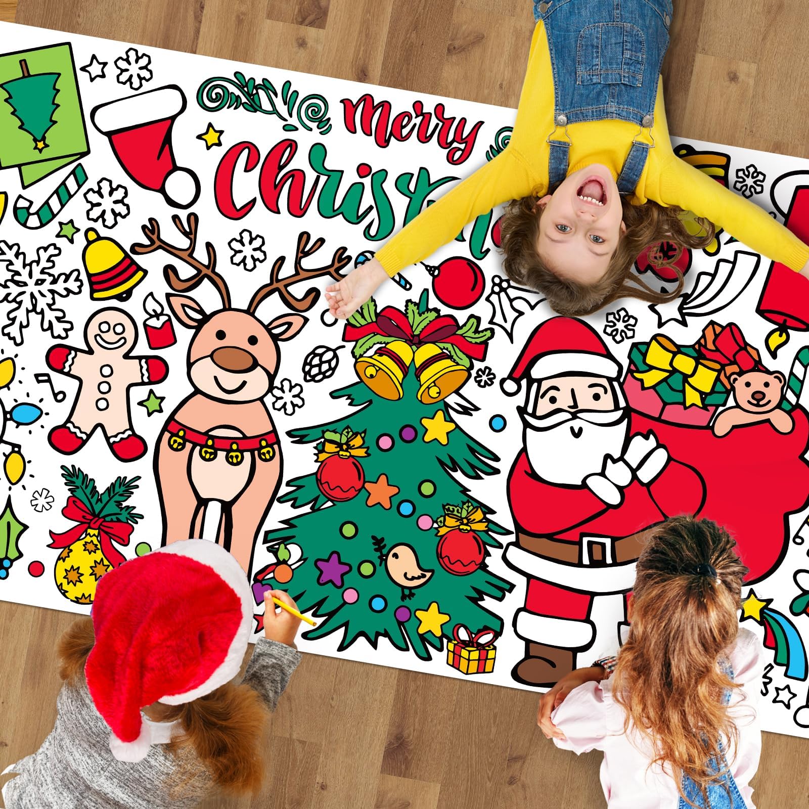 Tetor Christmas crafts Giant Coloring Poster/Tablecloth Crafts for Kids-30 x 72 Inches Jumbo Paper Coloring Banner Gifts for Kids Activities Games Toys