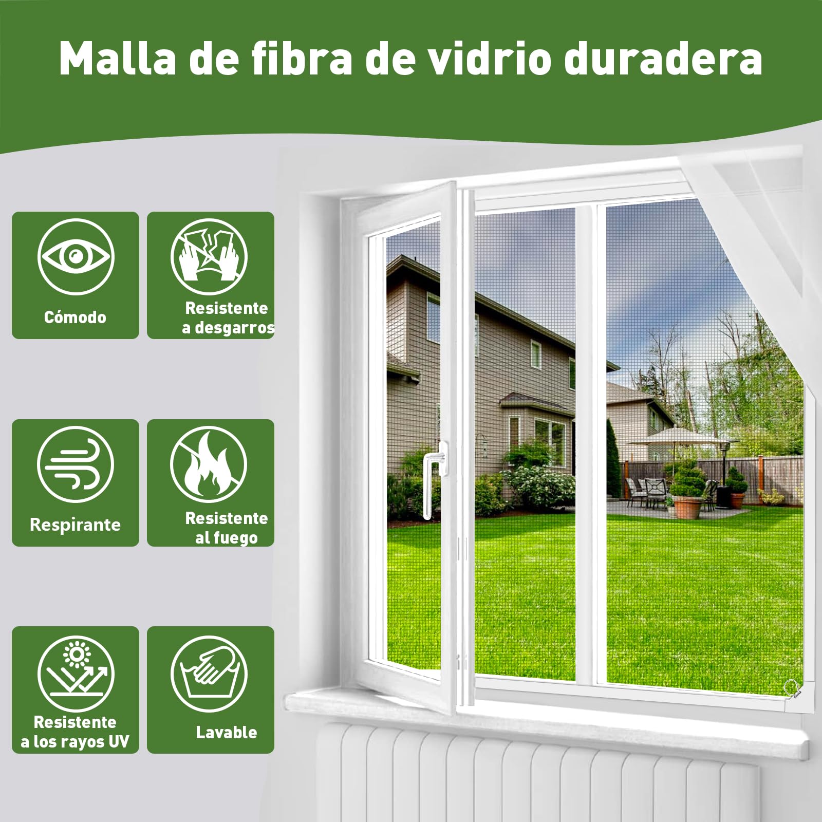 Mosquitera Ventana Magnética, 120x130 cm Fibra de Vidrio Premium, Protección Antimosquitos, DIY Ajustable Fácil Instalación Sin Taladrar, Mosquitera Magnetica para Ventana Correderas