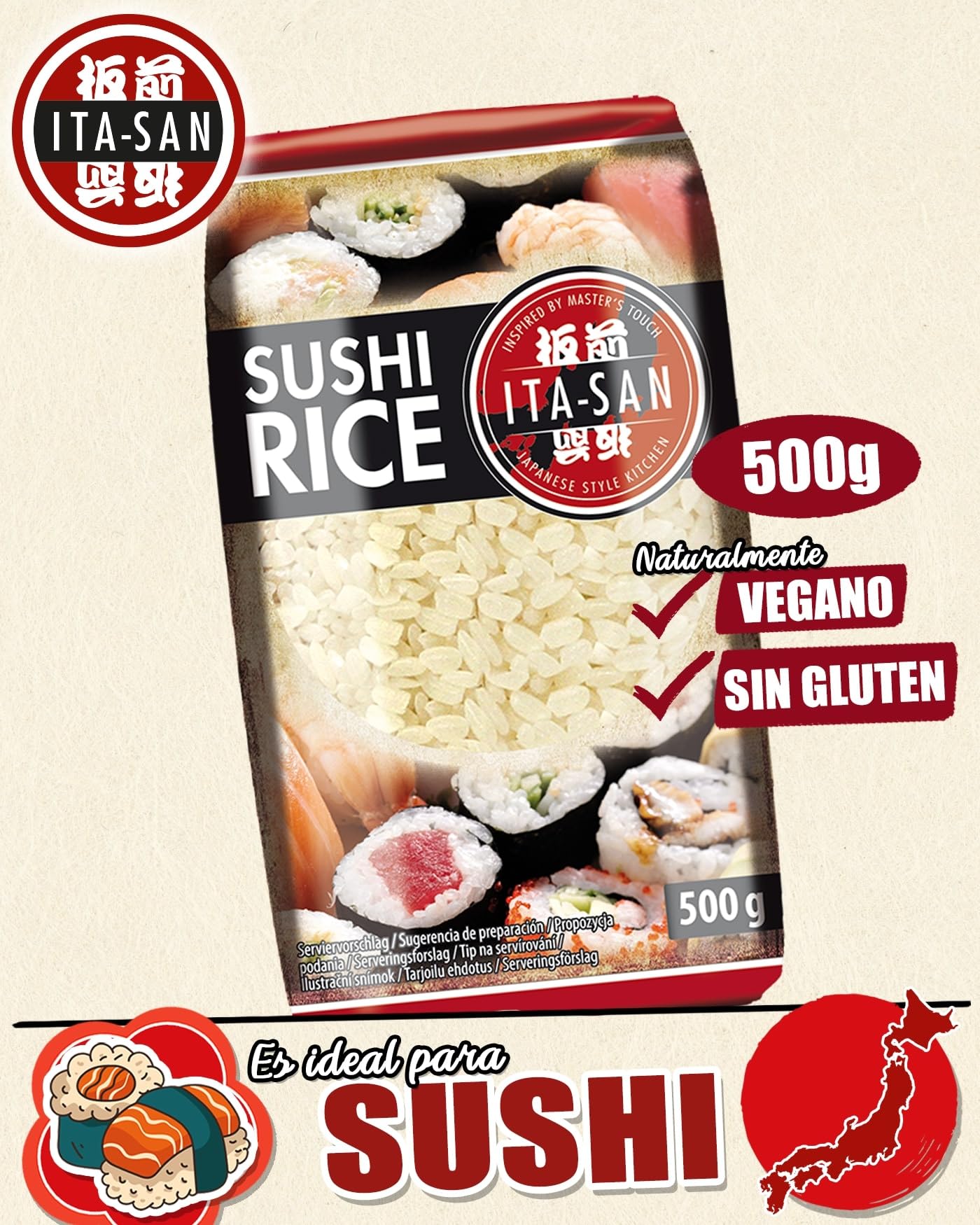 ITA-SAN - Arroz para sushi (1 x 500 g)