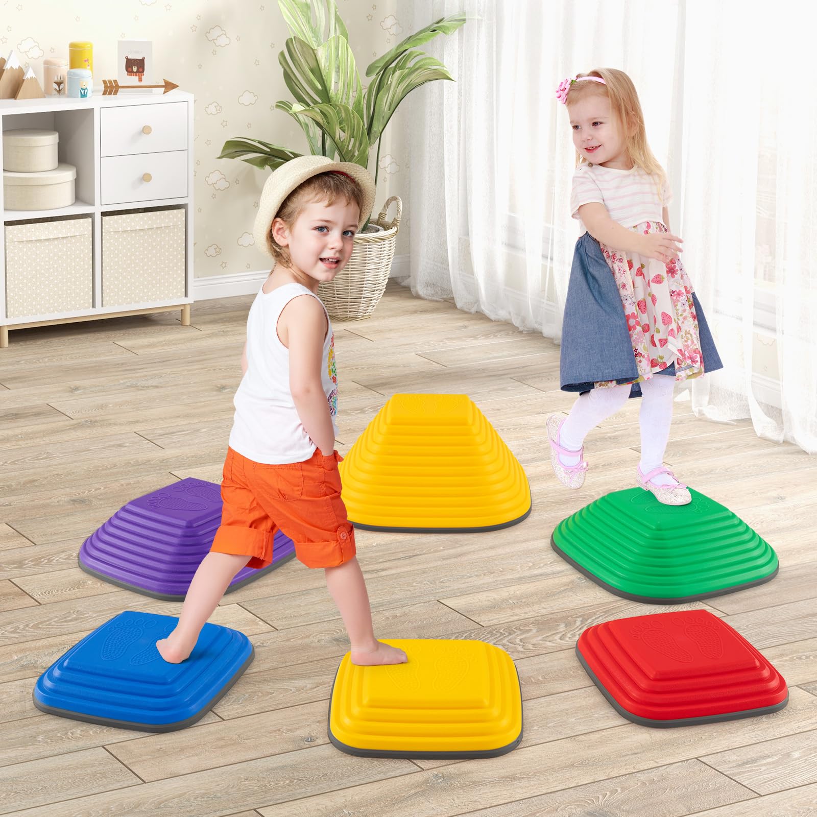 RELAX4LIFE Piedras de Equilibrio Multicolor para Niños de 3+ Años, Tablas Equilibrio Apilables Antideslizantes para Interior y Exterior, Carga 80 kg