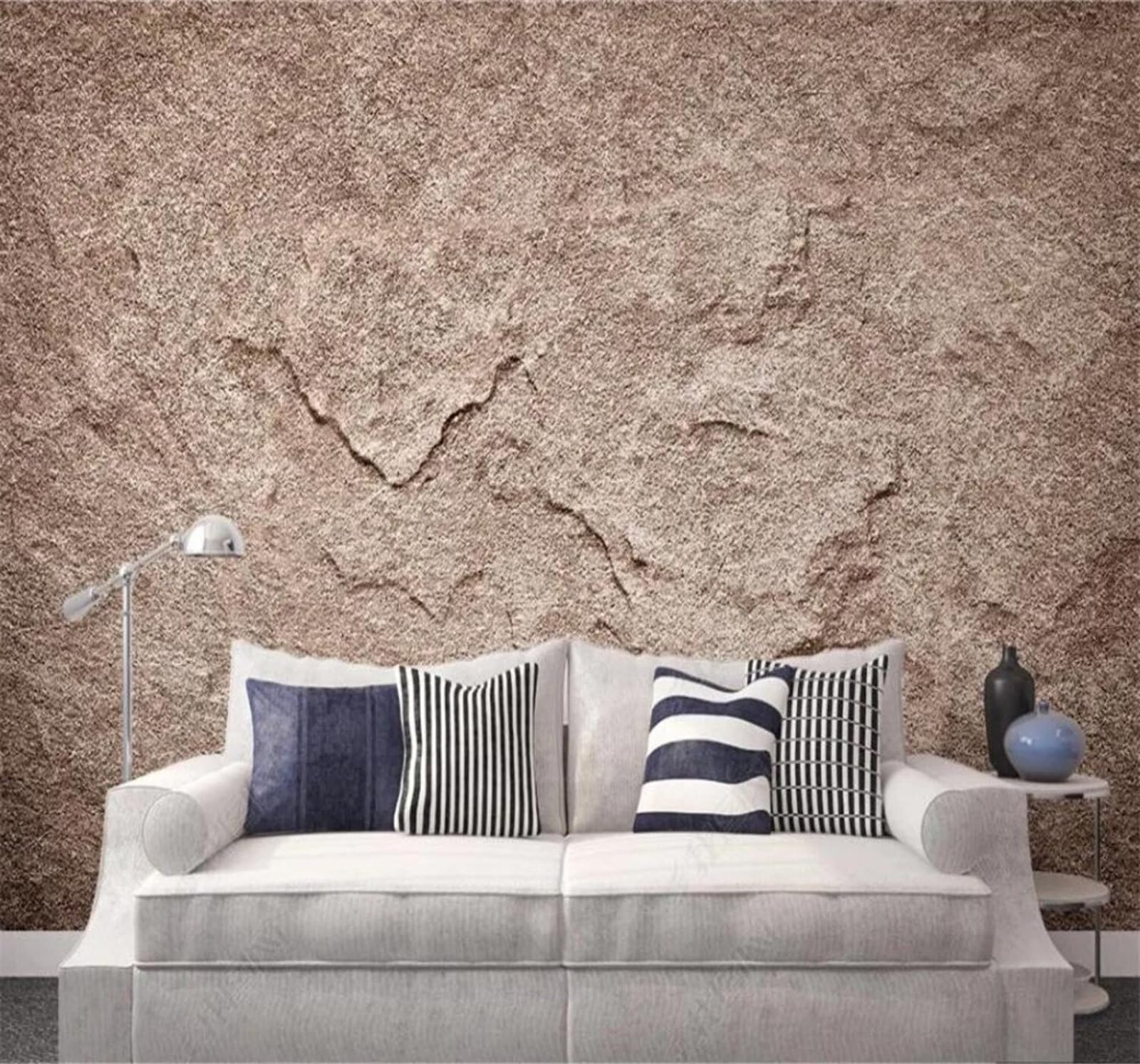 Tzxztt 350Cm×256Cm(B×H) Minimalist Three Dimensional Unique Artistic Rock Texture Modern 3D Wallpaper Premium Textured Silk Neutral Tones Material Ideal For Living Room Bedroom-350Cm×256Cm
