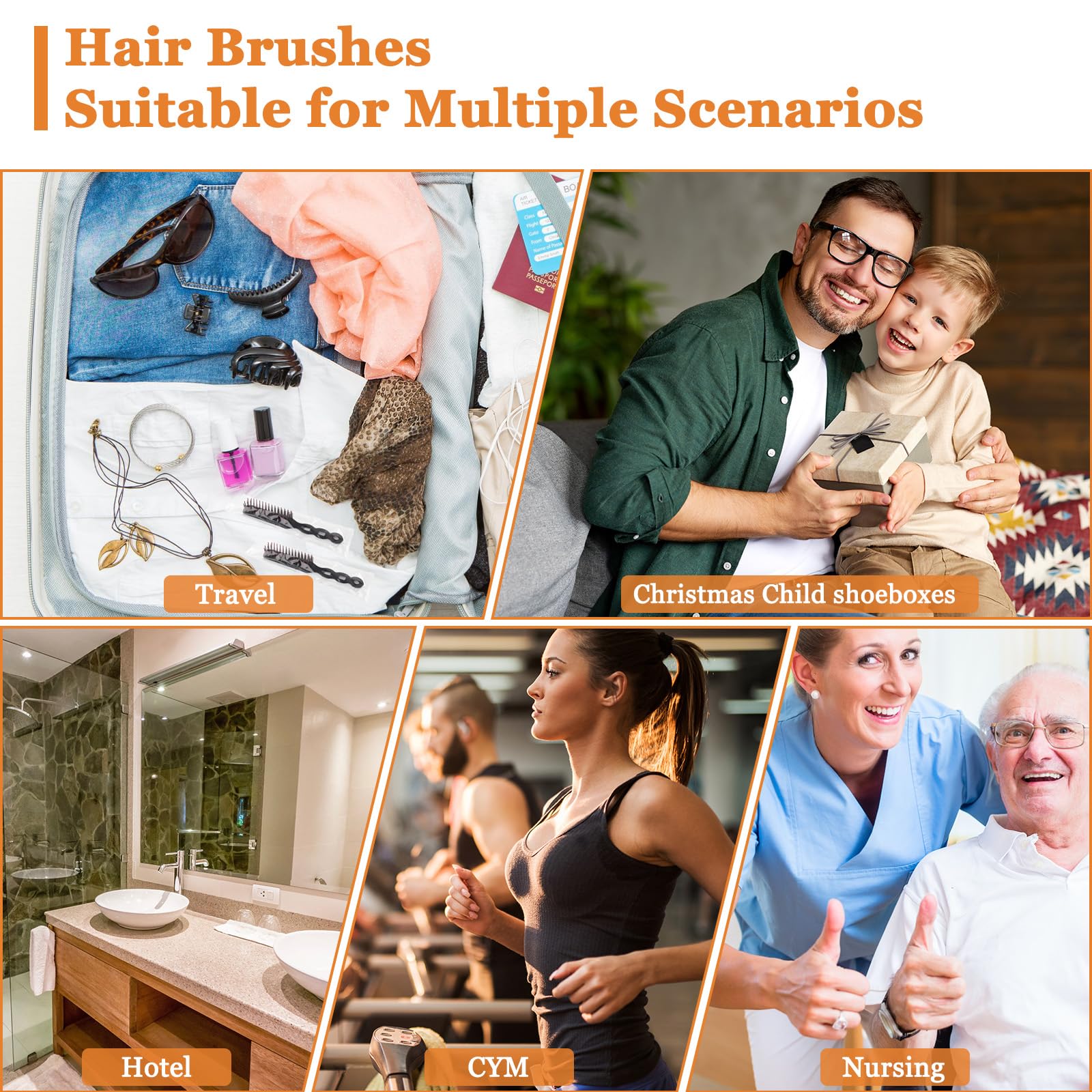 NICEMOVIC Bulk Individually Wrapped Hair Brushes
