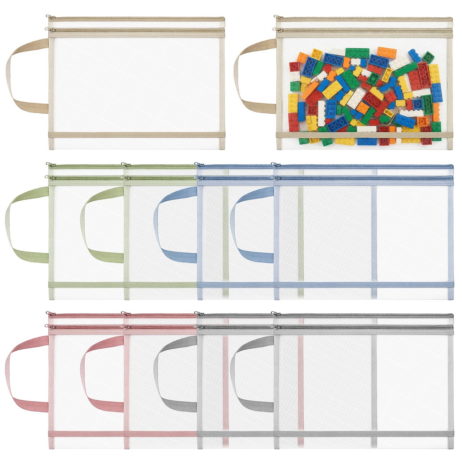 Pochette en maille A4 QWORK lot de 10 sacs de rangement transparents 34x25cm