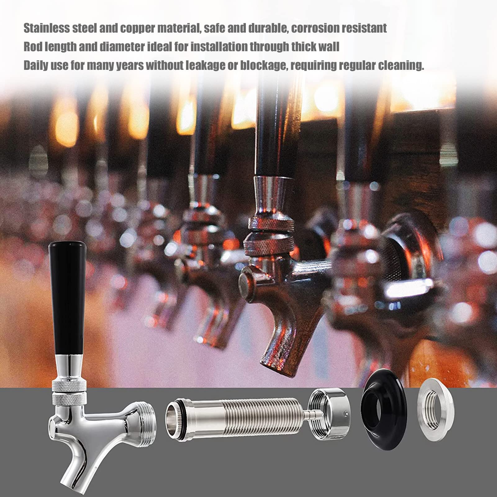 150mm Birra Rubinetto Estensione,Bar Rubinetto Birra Chiusura Distributore,Birra Birra Rubinetto G5/8 Tubo di Prolunga per Fusto Regolabile Distributore Birra Rubinetto Home Brewing