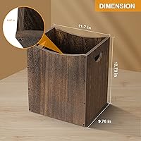 Vista 2 de Vrisa Wood Trash Can 5.3 Gallon Office Wastebasket Farmhouse Rectangular Garbage Can with Built-in Handles Small Trash Can for Bedroom Office