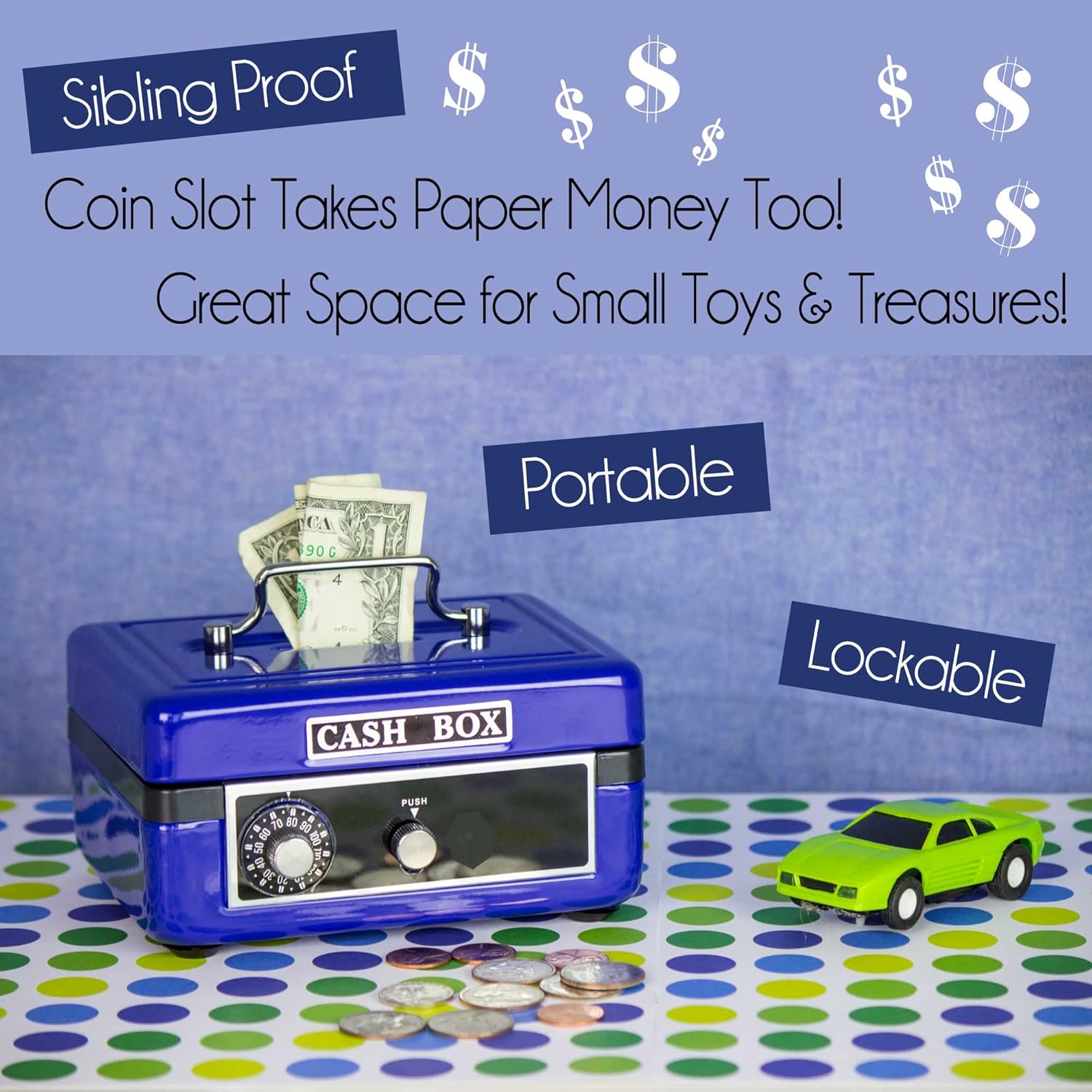 My Bambino Personalized Pink Dog Childrens Blue Cash Box | Personalized Kids Gift