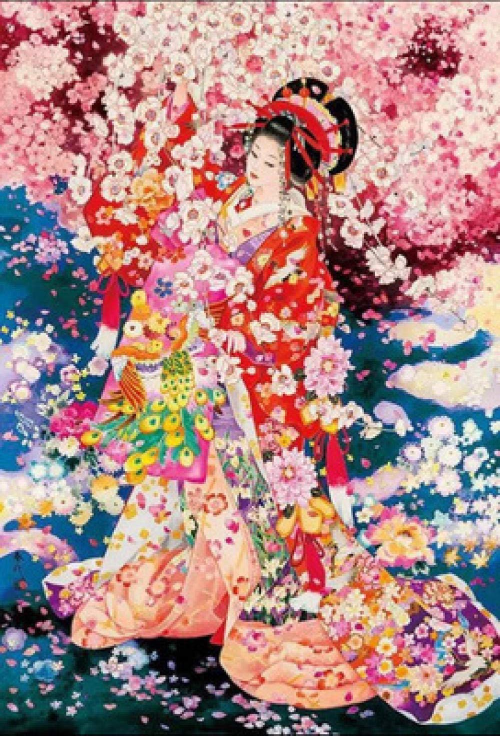 Cadeau créatif broderie diamant 5D geisha et cerisier pour passionné de loisirs créatifs