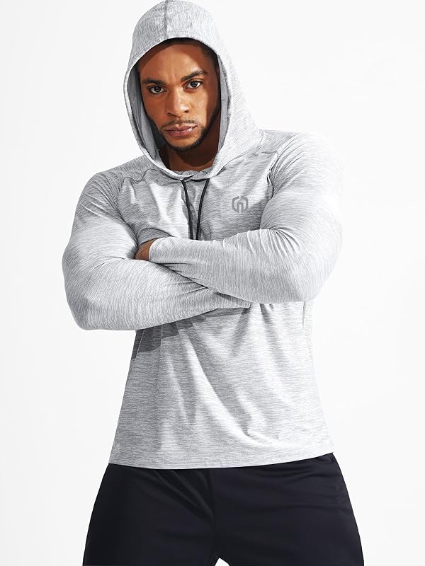 NELEUS Men's 3 Pack Dry Fit Running Shirt Long Sleeve Workout Athletic Shirts with Hoods,5071 Navy,Light Grey,Light Green,US S,EU M image 6
