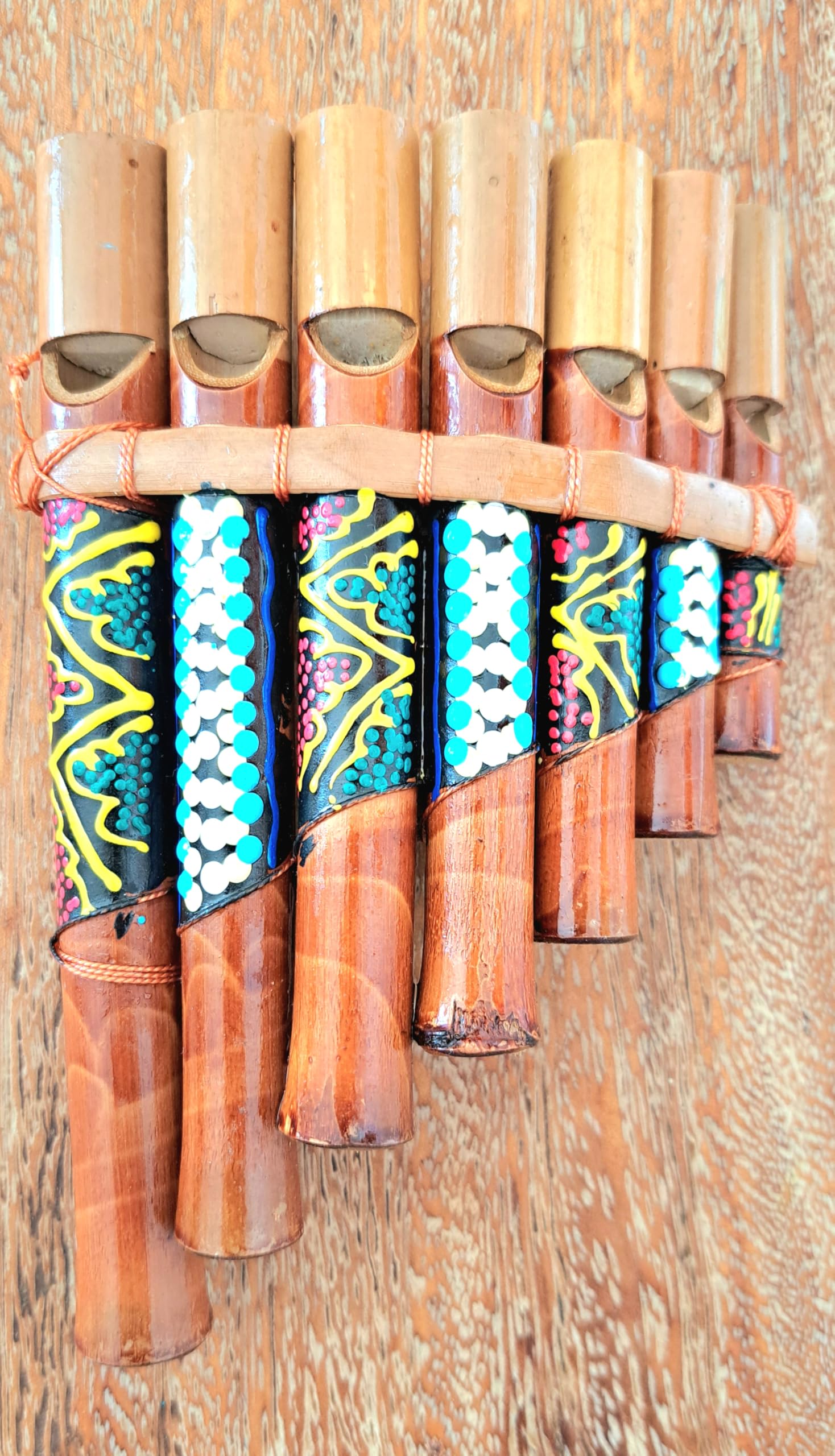 Flûte de pan en bambou Instrument de musique bois artisanale 7 tubes bois