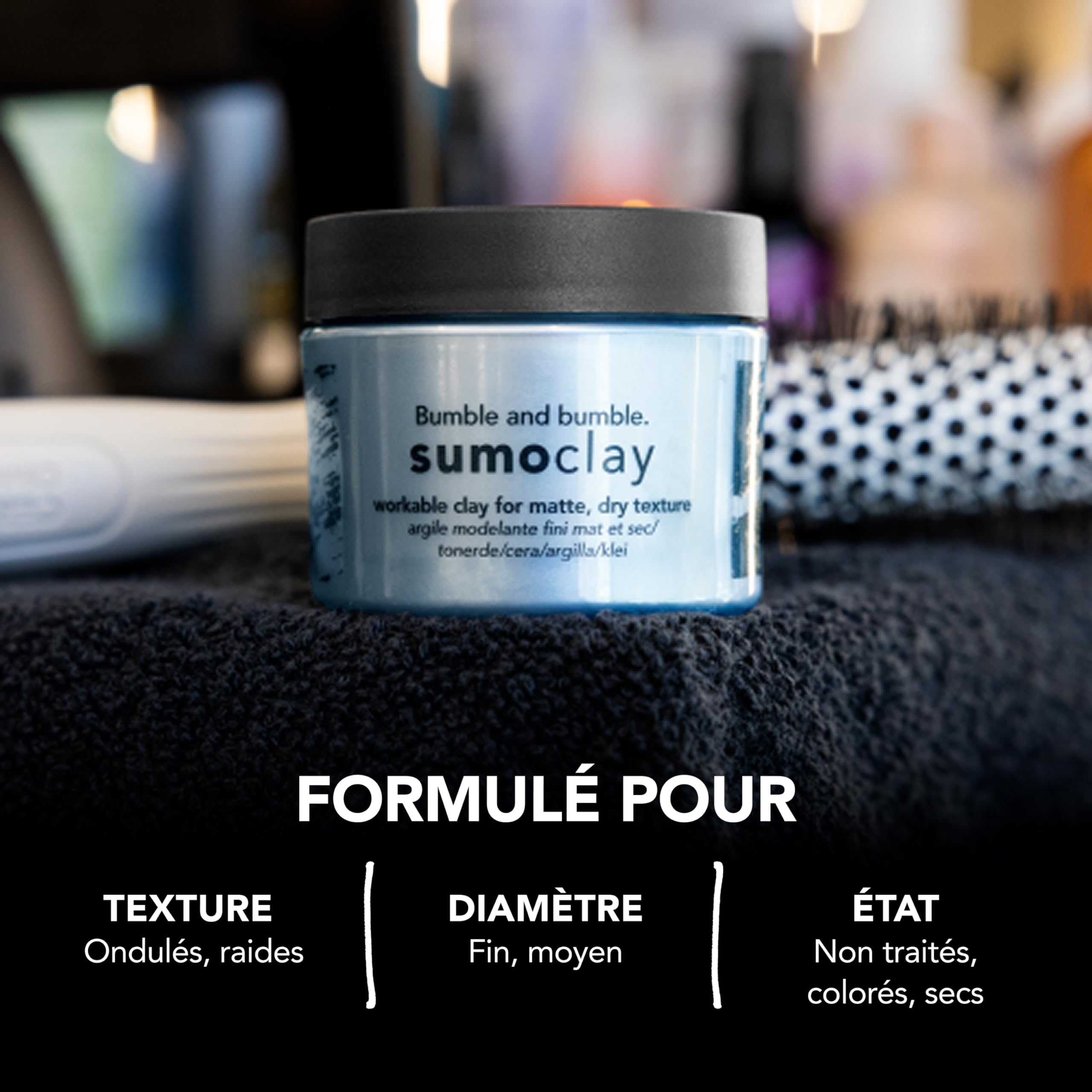 Bumble and bumble Sumoclay Argile modelante fini mat, Produit coiffant pour cheveux courts, Texture et tenue facile à travailler, Kaolin pour cheveux, Cheveux ondulés, lisses, 45 ml