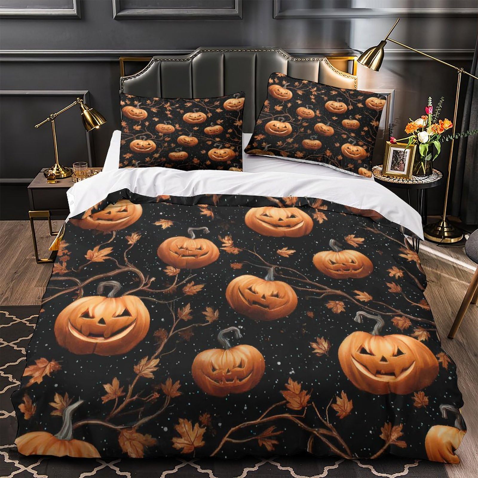 Housse de couette 200x200 Halloween carlin chauve-souris parure de lit 3D effrayante