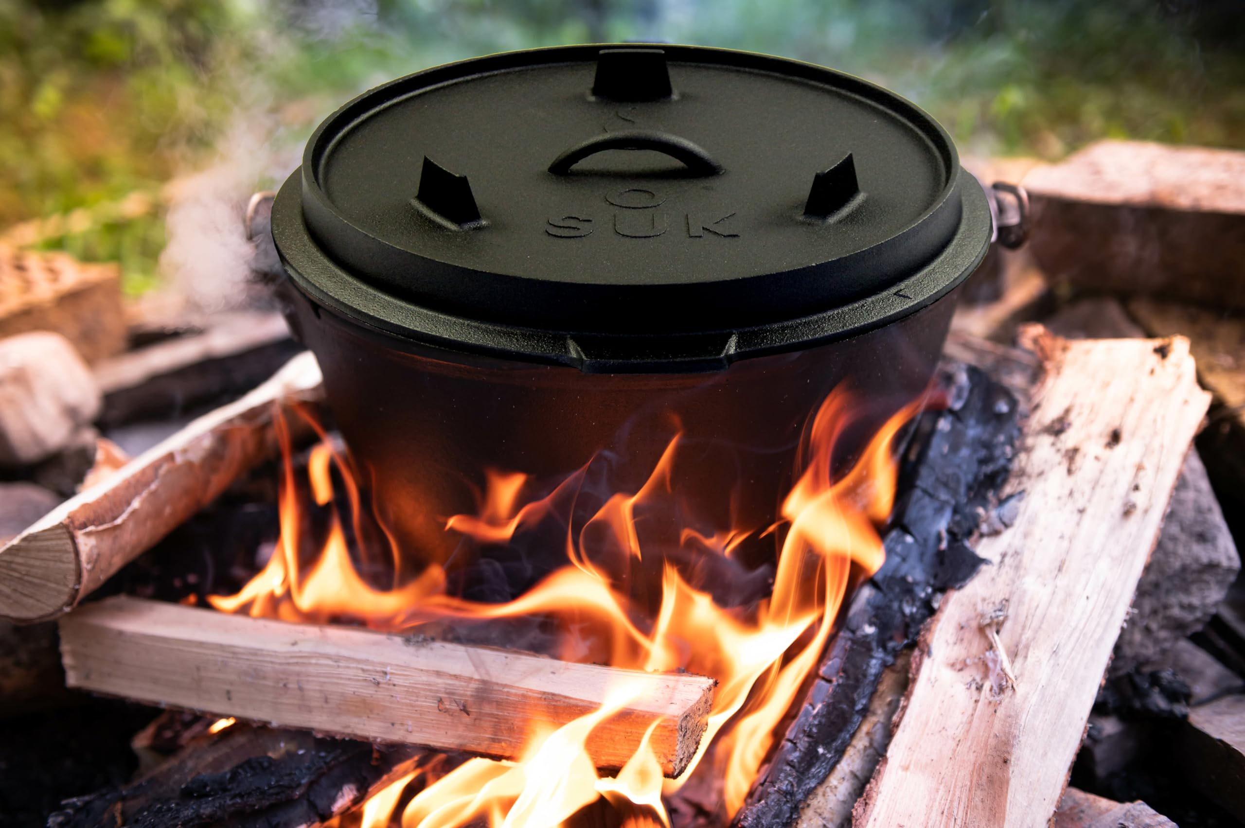 Dutch Oven Set 6 L Gusstopf Gusseisen Feuertopf Deckelheber Edelstahl Untersetzer