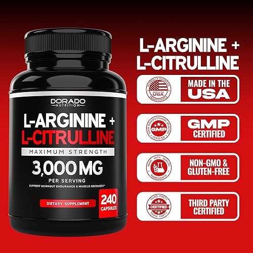 Miniatura 10 de L Arginine L Citrulina Suplemento en polvo (0.11 oz) Polvo de refuerzo de óxido nítrico - Suplementos de L-citrulina para hombres y mujeres -